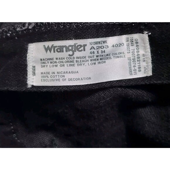 Wrangler Black Denim Jeans Men's 46X34 Cotton Straight Leg Cowboy Rodeo Comfort - Picture 6 of 6